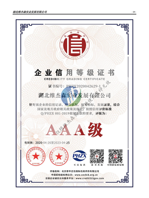 AAA级企业信用等级证书