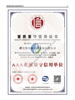重质量守信用证书